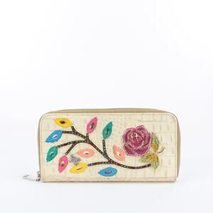 Michelangelo Beige Croc Embossed Wallet